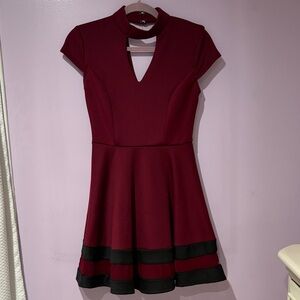 Elegant Burgundy and Black Women's Dress
